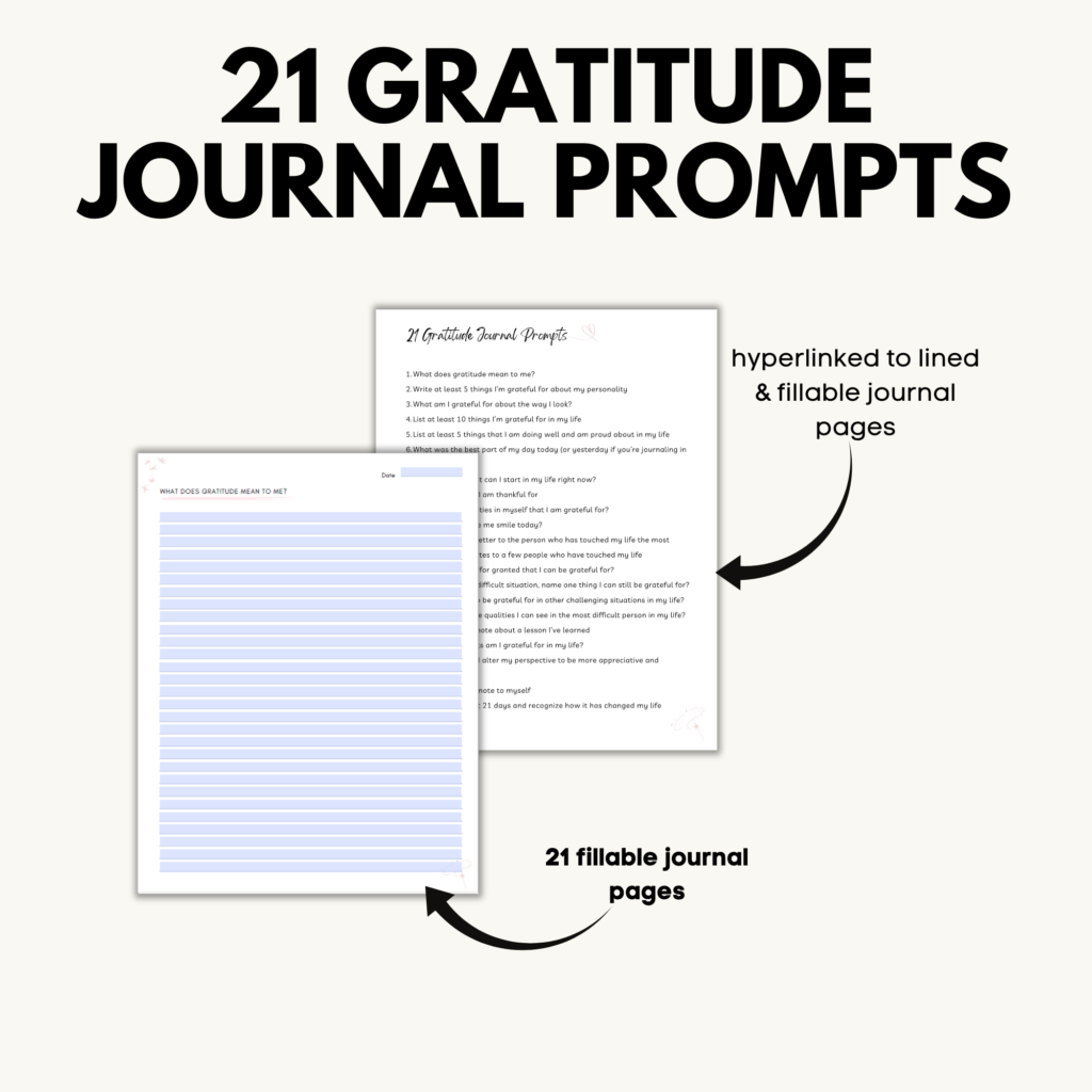 journal prompts pdf - printable pdf - gratitude journal - fillable pdf, digital download