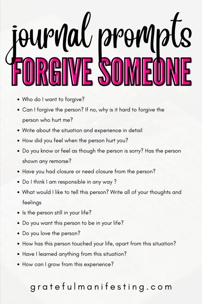 journal prompts to forgive yourself and someone else - forgiveness journal prompts