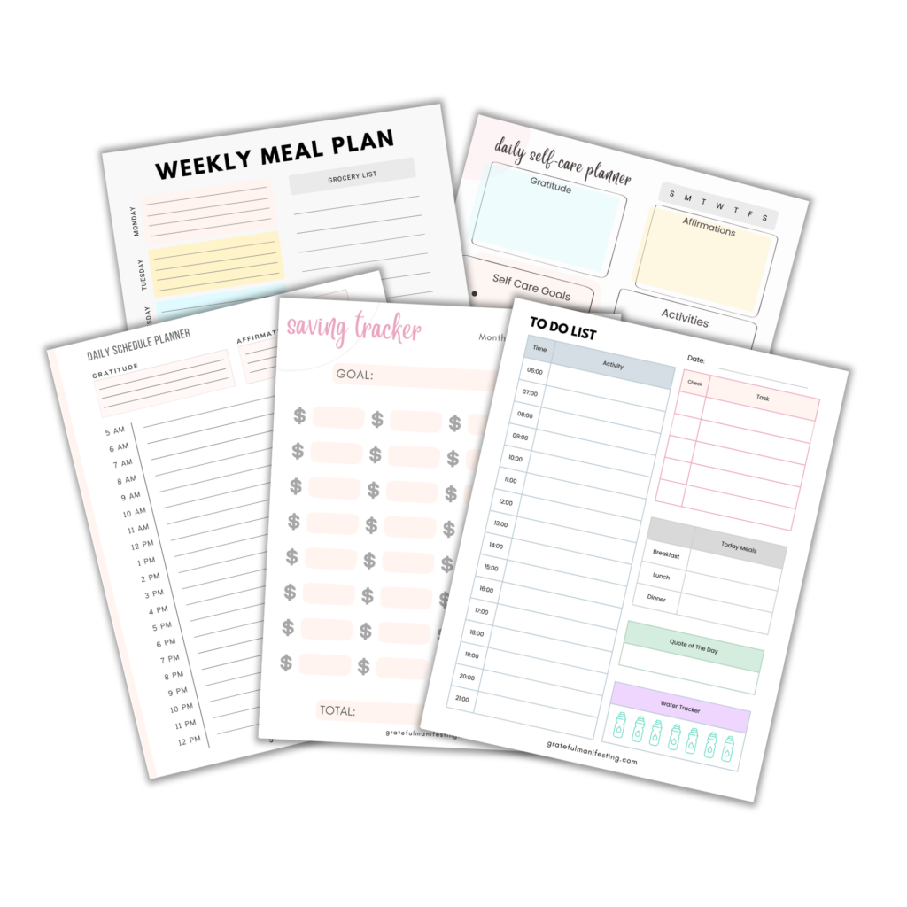 printables freebies mock up - grateful manifesting