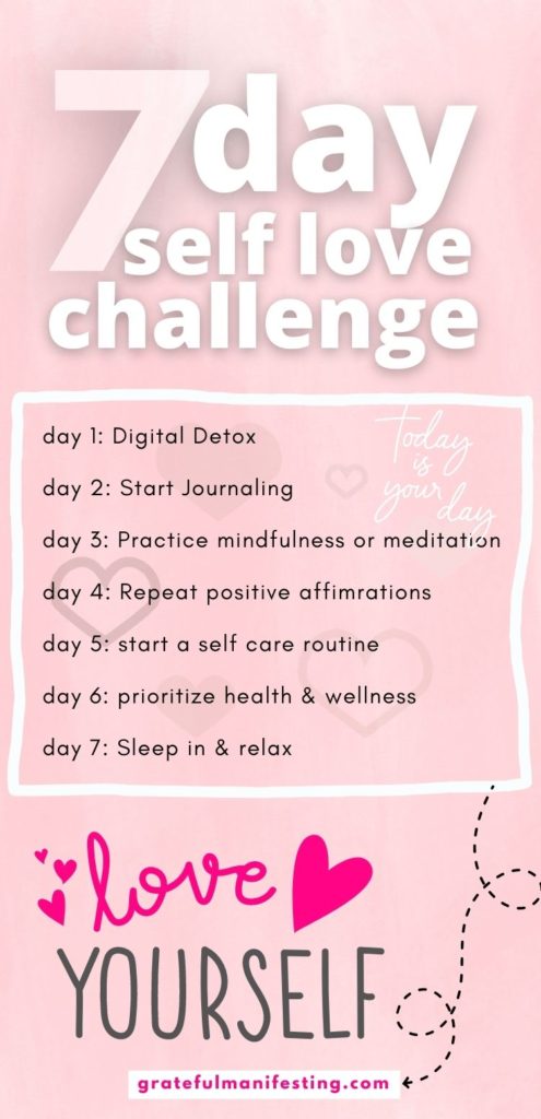 self love challenge - 7 day self love challenge - you are your #1 priority - be you - do you for you - you come first - love yourself first - gratefulmanifesting