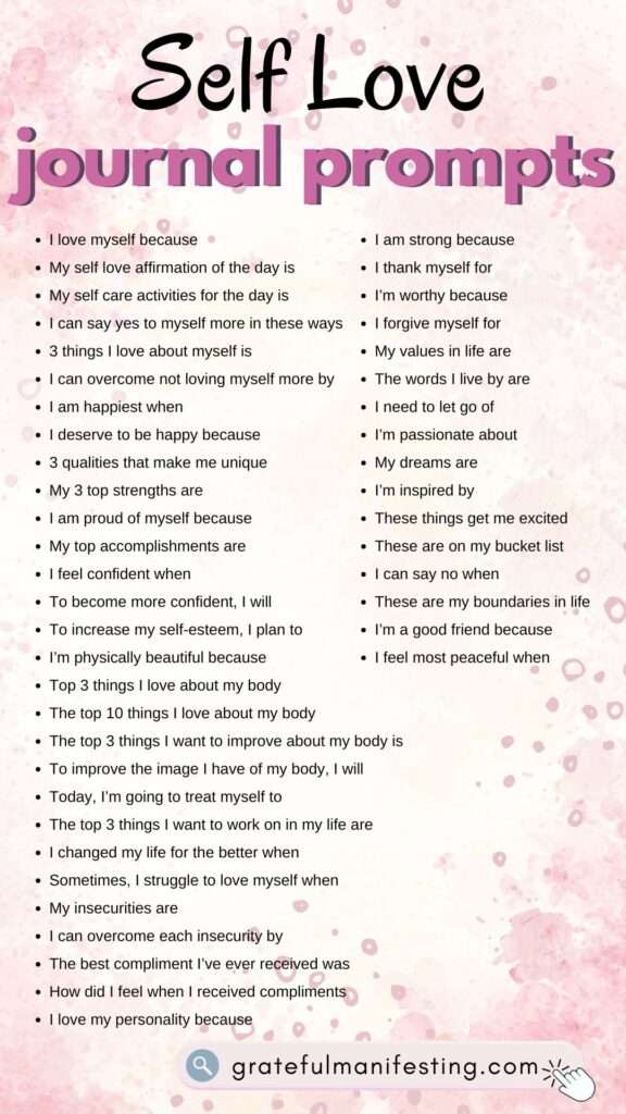 self love journal prompts - writing prompts for self love - gratefulmanifesting,com