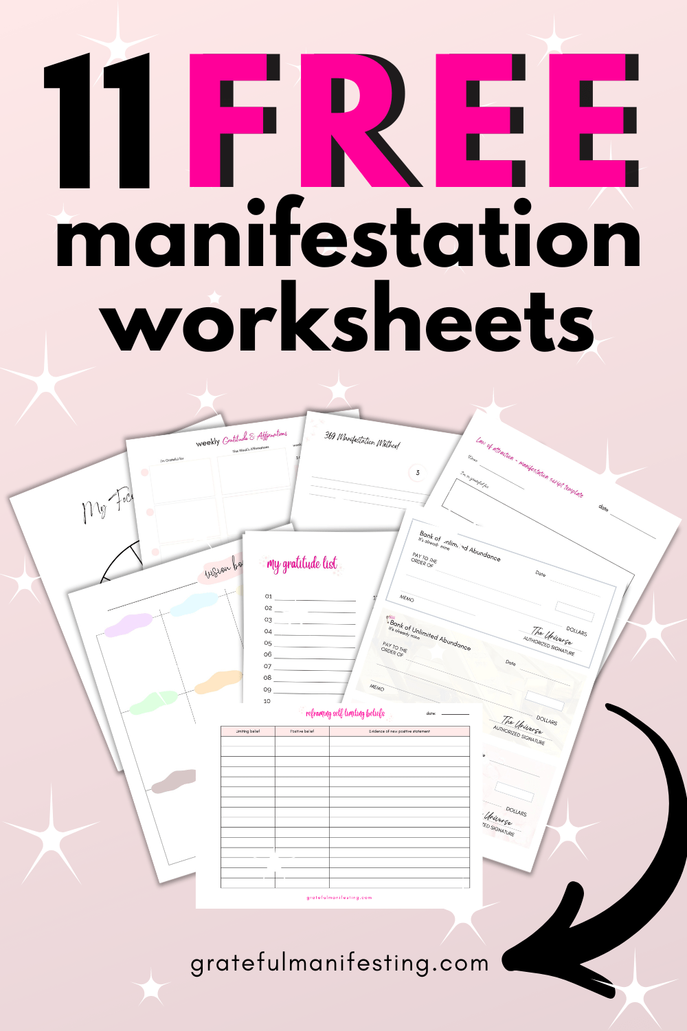 Free Manifestation, law of attraction worksheet, workbook pdf printables
