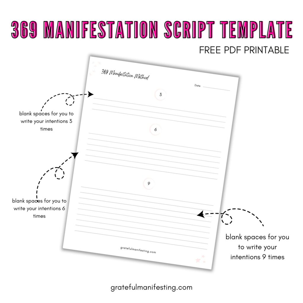  Free Manifestation, law of attraction worksheet, workbook pdf printables - 369 manifestation 
