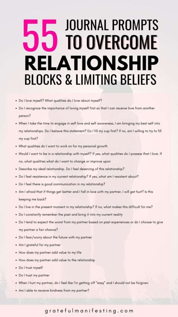55 Journal Prompts to remove relationship blocks & limiting beliefs - overcome self limiting beliefs - remove relationship blocks - remove negative blocks - gratefulmanifesting.com.jpg