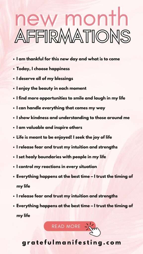 new month affirmations, positive affirmations for the new month, daily positive affirmations